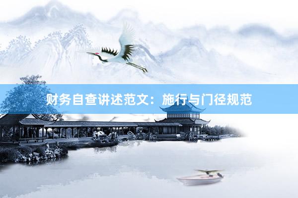 财务自查讲述范文：施行与门径规范